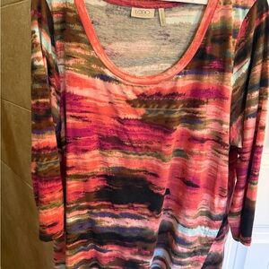 LOGO by Lori Goldstein Women's Colorful Brushstroke Top